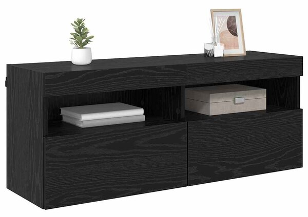 TV Fali Szekrény 100 x 30 x 40 cm Fekete tölgy Szerelt Fa