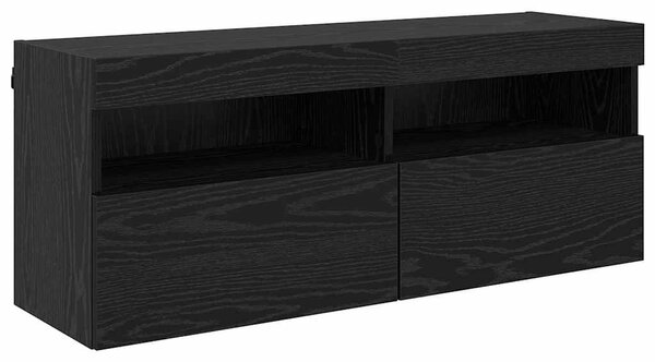 TV Fali Szekrény 100 x 30 x 40 cm Fekete tölgy Szerelt Fa