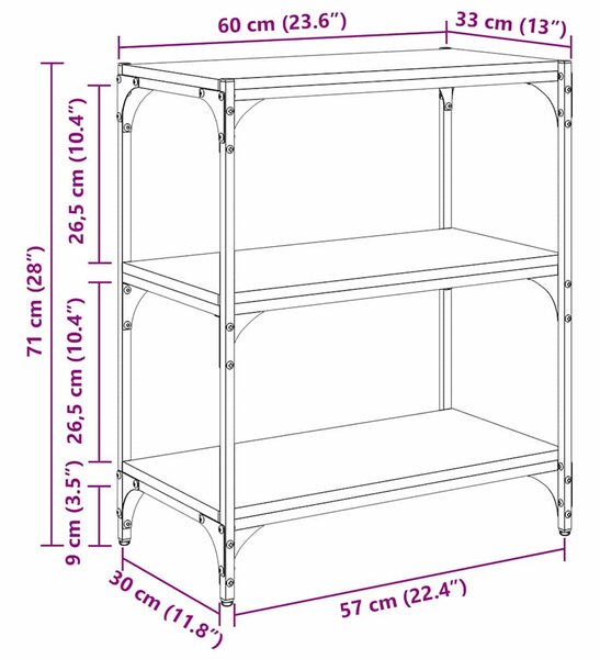 Könyvespolc Régi fa 60 x 33 x 70,5 cm Műszaki fa és vas