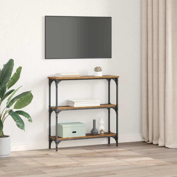 Konzolasztal polcokkal Öreg fa 75 x 22,5 x 75 cm Faanyag