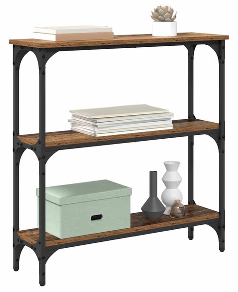 Konzolasztal polcokkal Öreg fa 75 x 22,5 x 75 cm Faanyag