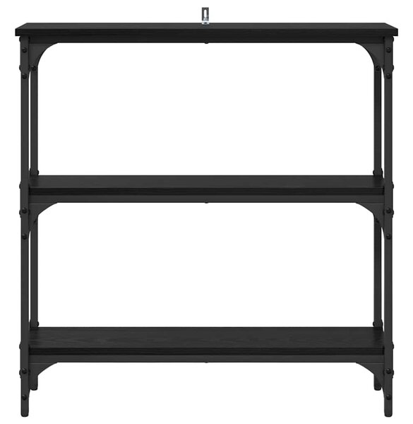 Konzolasztal polcokkal Fekete tölgy 75 x 22,5 x 75 cm Faanyag