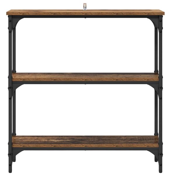 Konzolasztal polcokkal Öreg fa 75 x 22,5 x 75 cm Faanyag