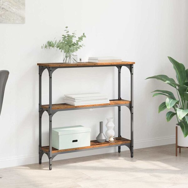 Konzolasztal polcokkal Öreg fa 75 x 22,5 x 75 cm Faanyag