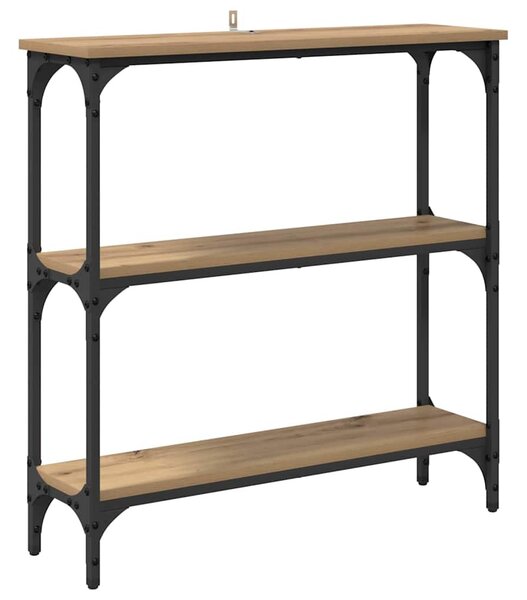 Konzolasztal polcokkal Artisan tölgy 75 x 22,5 x 75 cm Faanyag