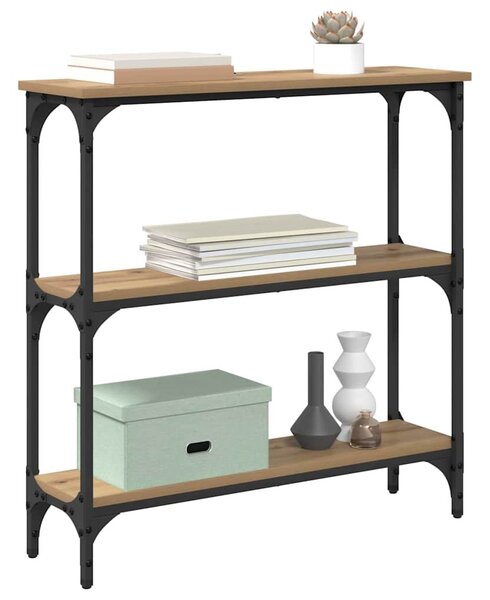 Konzolasztal polcokkal Artisan tölgy 75 x 22,5 x 75 cm Faanyag
