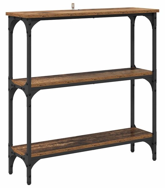 Konzolasztal polcokkal Öreg fa 75 x 22,5 x 75 cm Faanyag