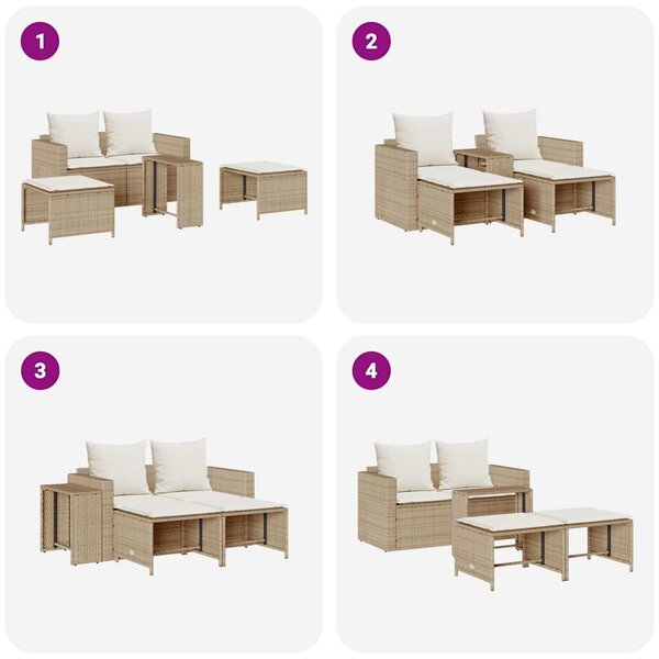 VidaXL 5 részes polyrattan kerti kanapé garnitúra párnákkal stackable