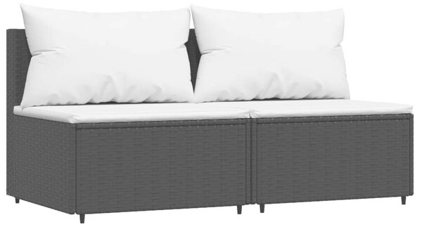 VidaXL 3 részes fekete polyrattan kerti ülőgarnitúra párnákkal