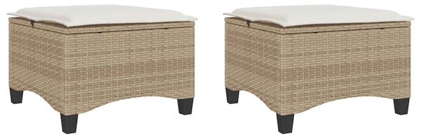 VidaXL 2 db bézs polirattan kerti székek párnákkal 55x55x36 cm