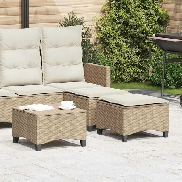 VidaXL 2 db bézs polirattan kerti székek párnákkal 55x55x36 cm