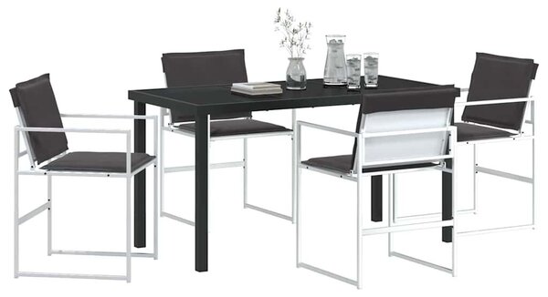 VidaXL Kert étkező szett 5 pcs Fehér 140 x 70 x 73 cm Textilén és acél