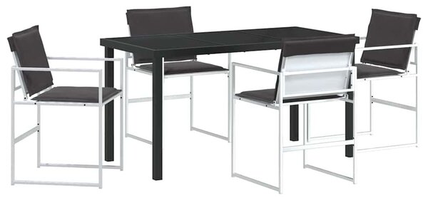 VidaXL Kert étkező szett 5 pcs Fehér 140 x 70 x 73 cm Textilén és acél
