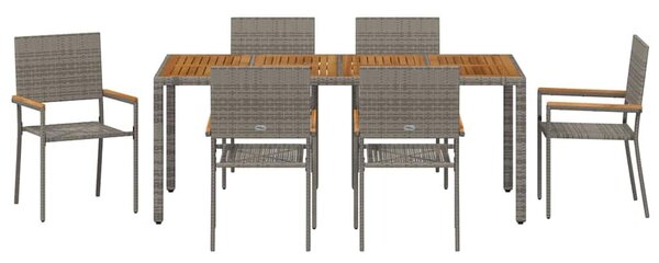 VidaXL Kert étkező szett 7 pcs Szürke polirattan