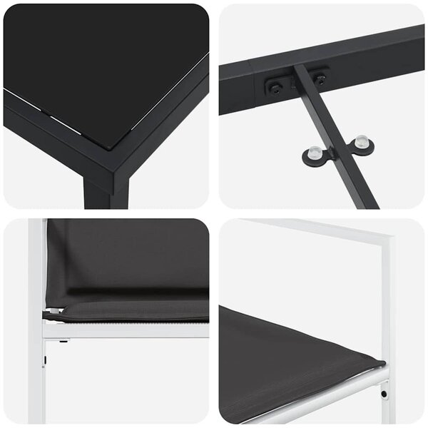 VidaXL Kert étkező szett 5 pcs Fehér 140 x 70 x 73 cm Textilén és acél