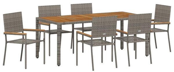 VidaXL Kert étkező szett 7 pcs Szürke polirattan