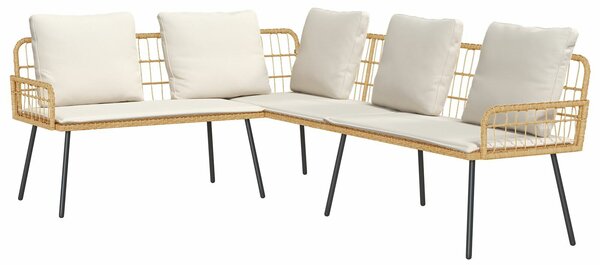VidaXL Kerti Kanapé Szett 2 pcs Természetes polirattan