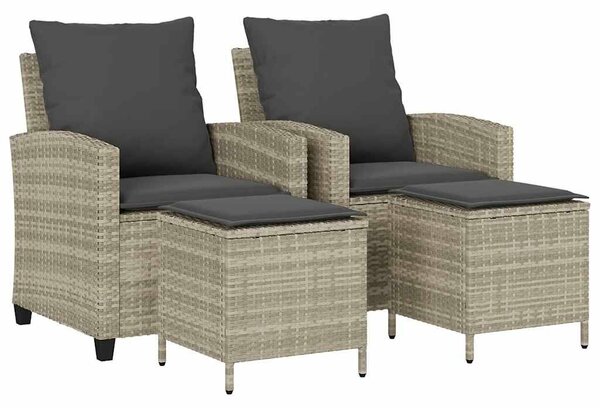 VidaXL 4 részes világosszürke polyrattan kerti ülőgarnitúra párnákkal