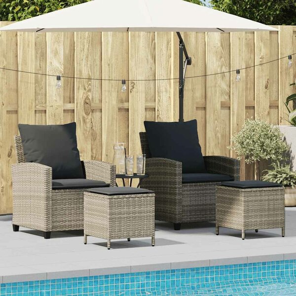 VidaXL 4 részes világosszürke polyrattan kerti ülőgarnitúra párnákkal