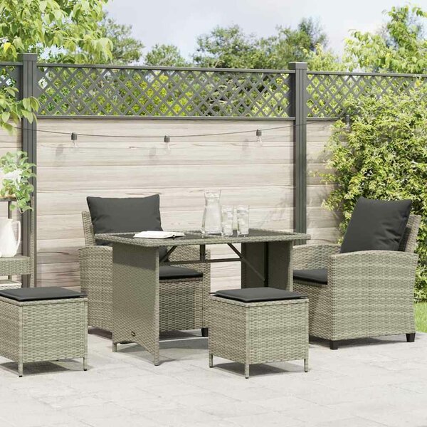 VidaXL 4 részes világosszürke polyrattan kerti ülőgarnitúra párnákkal