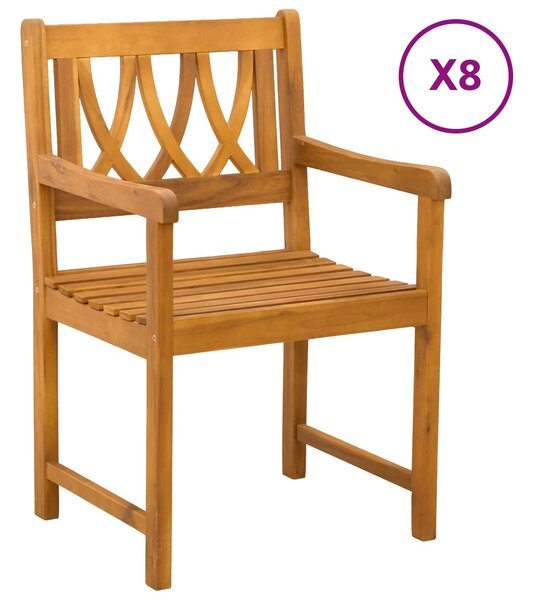 VidaXL Kerti székek 8 pcs Természetes Tömör Akácfa