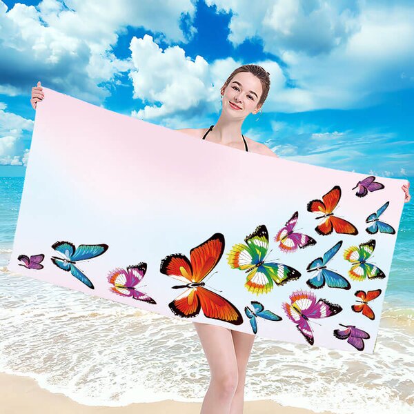 Gyorsan száradó strandtörölköző SILMARI 100x180 cm színes, 100% mikroszálas