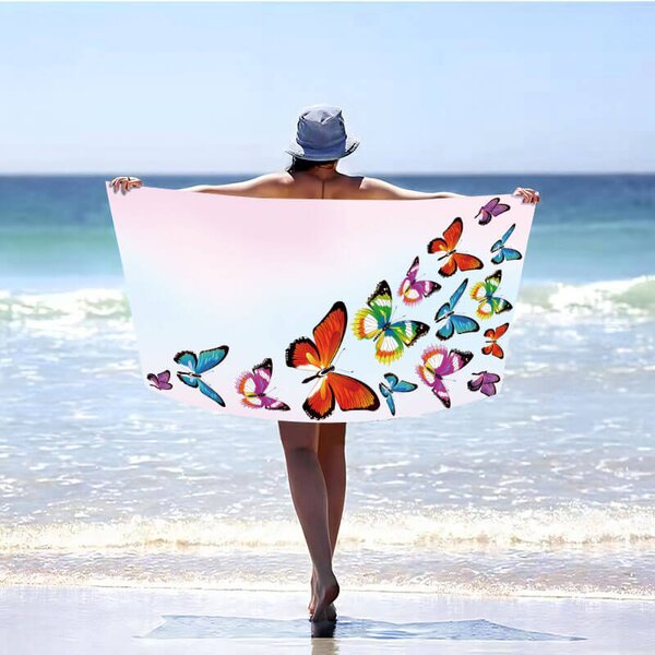 Gyorsan száradó strandtörölköző SILMARI 100x180 cm színes, 100% mikroszálas