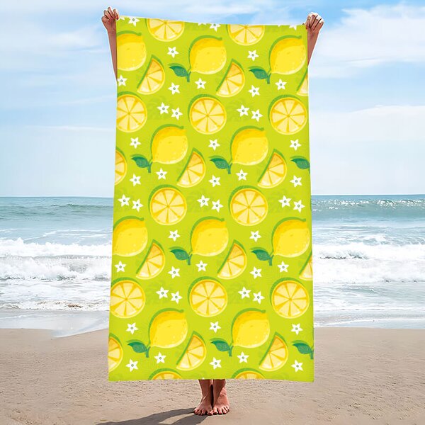 Gyorsan száradó strandtörölköző LEMONS 100x180 cm zöld, 100% mikroszálas