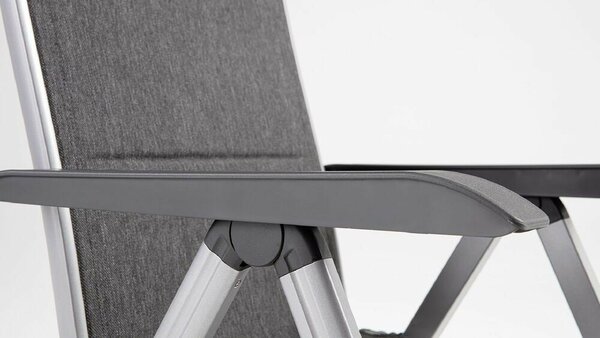 KETTLER BASIC PLUS PADDED relaxációs, dönthető alumínium kerti szék – ezüst / antracit