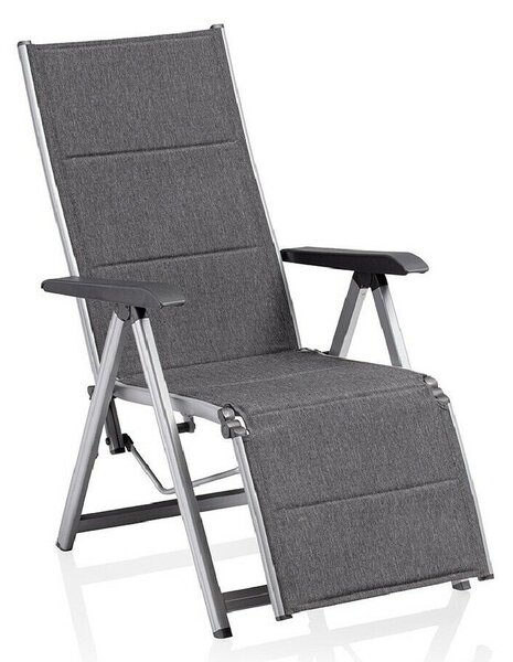 KETTLER BASIC PLUS PADDED relaxációs, dönthető alumínium kerti szék – ezüst / antracit