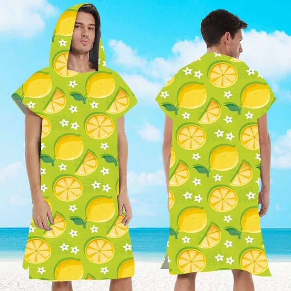 Strandkészlet LEMONS – Fürdőlepedő 100×180 cm és poncsó 80×145 cm, zöld