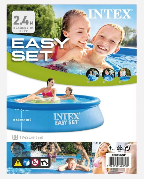 Felfújható medence Intex, 244x61 cm, 1900 liter, Easy Set 28106NP