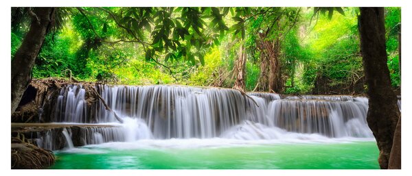 Kép egy vízesésről Kanchanaburiban, Thaiföldön (120x50 cm)