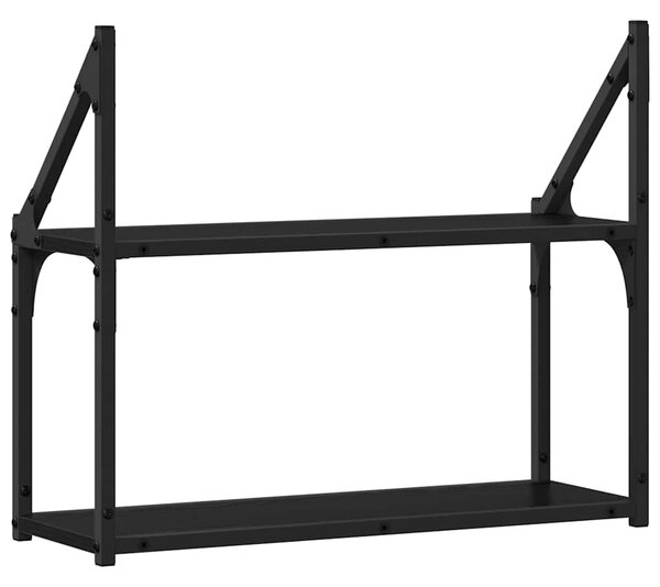 Falpolc polcokkal tárolóval Musta tammi 60 x 21 x 51 cm Faanyag