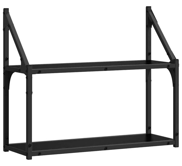 Falpolc polcokkal tárolóval Musta tammi 60 x 21 x 51 cm Faanyag