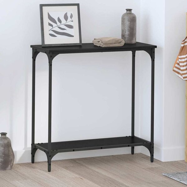 Konzolasztal polcokkal Musta tammi 75 x 30.5 x 75 cm Faanyag