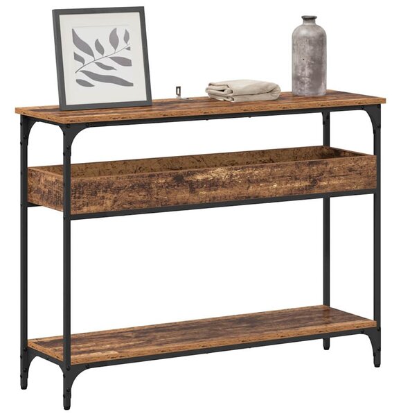 Konzolasztal polcokkal Régi fa 100 x 29 x 75 cm Faanyag