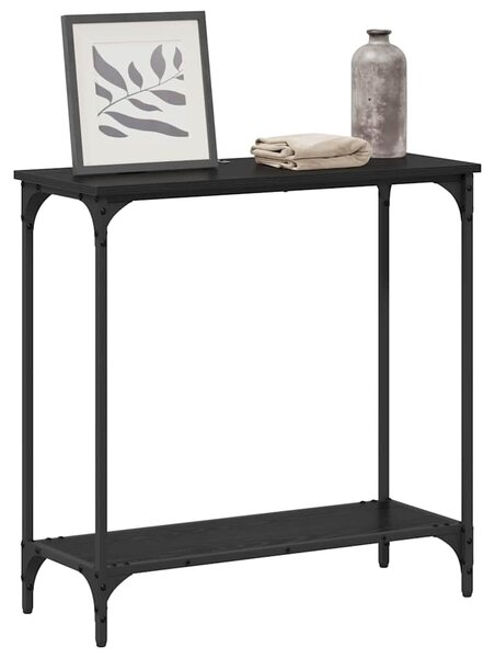 Konzolasztal polcokkal Musta tammi 75 x 30.5 x 75 cm Faanyag
