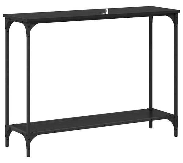 Konzolasztal polcokkal Musta tammi 101 x 30.5 x 75 cm Faanyag