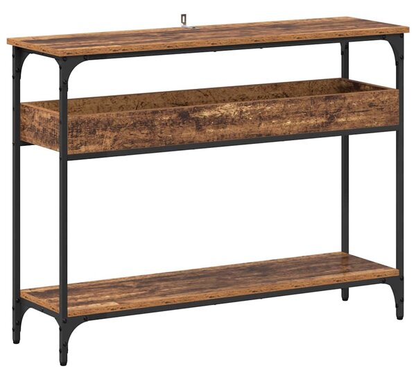 Konzolasztal polcokkal Régi fa 100 x 29 x 75 cm Faanyag