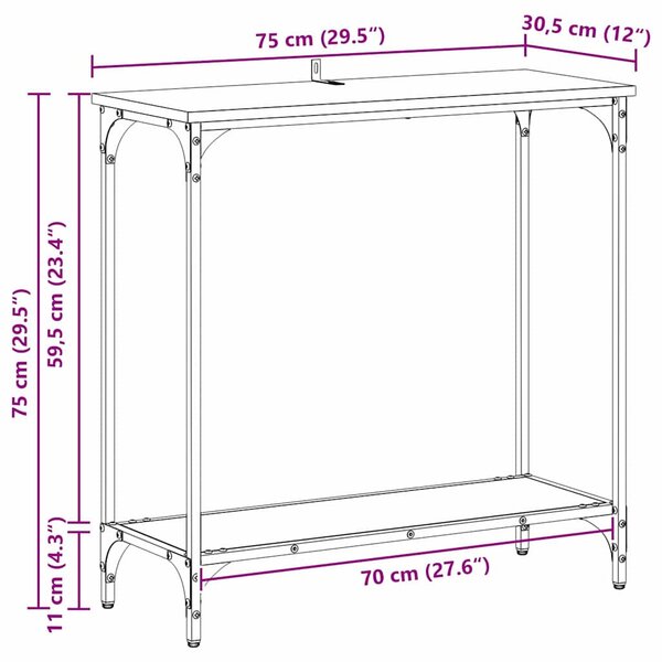 Konzolasztal polcokkal Régi fa 75 x 30.5 x 75 cm Faanyag
