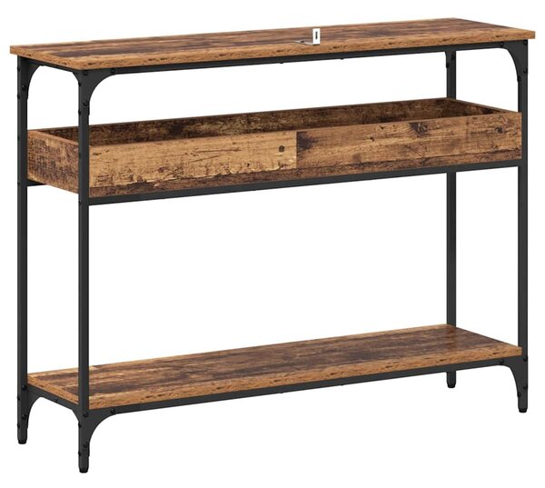 Konzolasztal polcokkal Régi fa 100 x 29 x 75 cm Faanyag