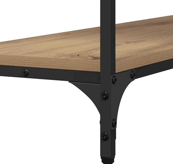 Konzolasztal polcokkal kézműves tölgy 100 x 30 x 75 cm Faanyag