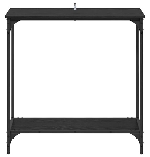 Konzolasztal polcokkal Musta tammi 75 x 30.5 x 75 cm Faanyag