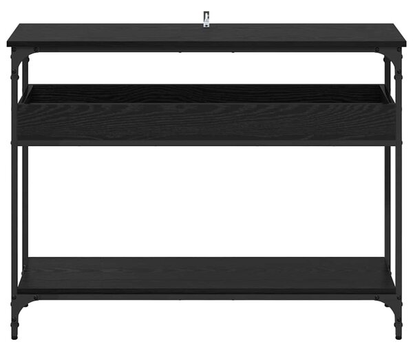 Konzolasztal polcokkal Musta tammi 100 x 29 x 75 cm Faanyag