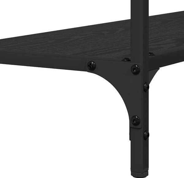Konzolasztal polcokkal Musta tammi 75 x 30.5 x 75 cm Faanyag
