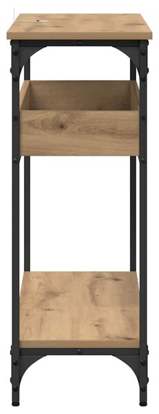 Konzolasztal polcokkal kézműves tölgy 100 x 29 x 75 cm Faanyag