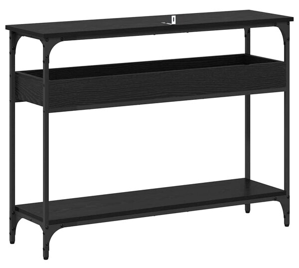 Konzolasztal polcokkal Musta tammi 100 x 29 x 75 cm Faanyag