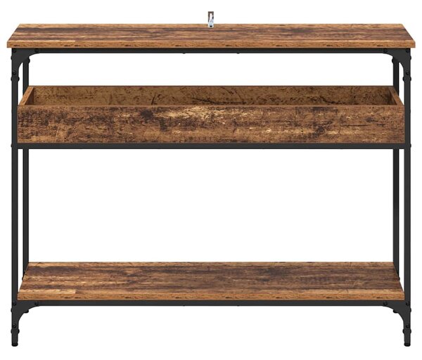 Konzolasztal polcokkal Régi fa 100 x 29 x 75 cm Faanyag