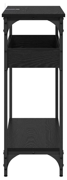 Konzolasztal polcokkal Musta tammi 100 x 29 x 75 cm Faanyag